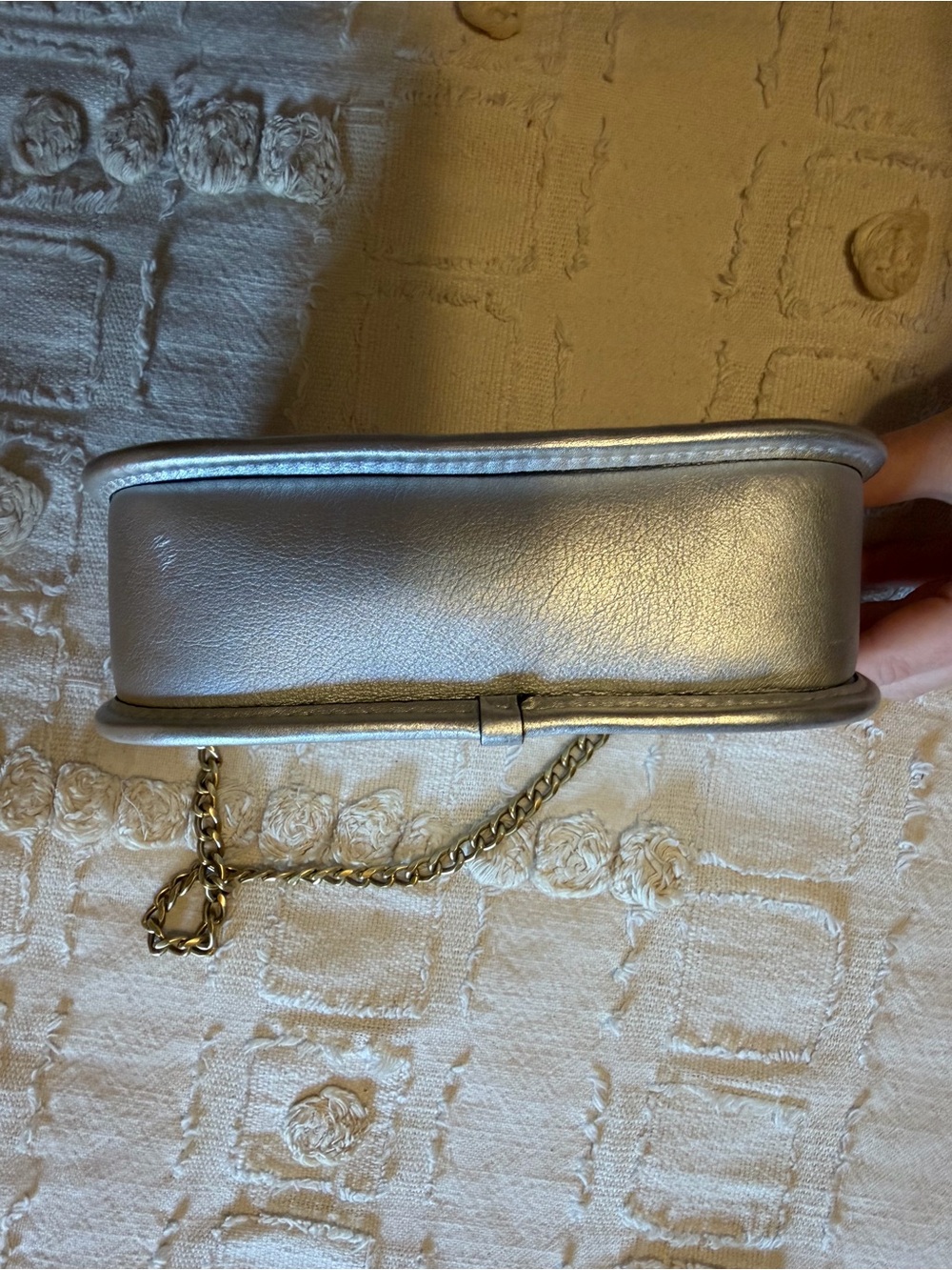Coach Metallic Silver Quilted Mini Shoulder Bag with Chain - Picture 3 of 5